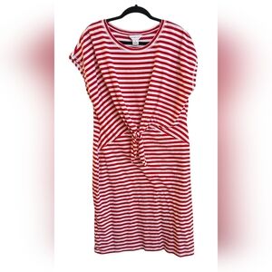 Liz Claiborne Women's Red and White Striped Sleeveless Dress- Size XL EUC